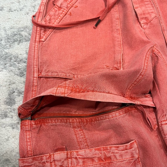 Women’s FREE PEOPLE Wind Drift Convertible Coral Bright* Pants - Picture 7 of 9